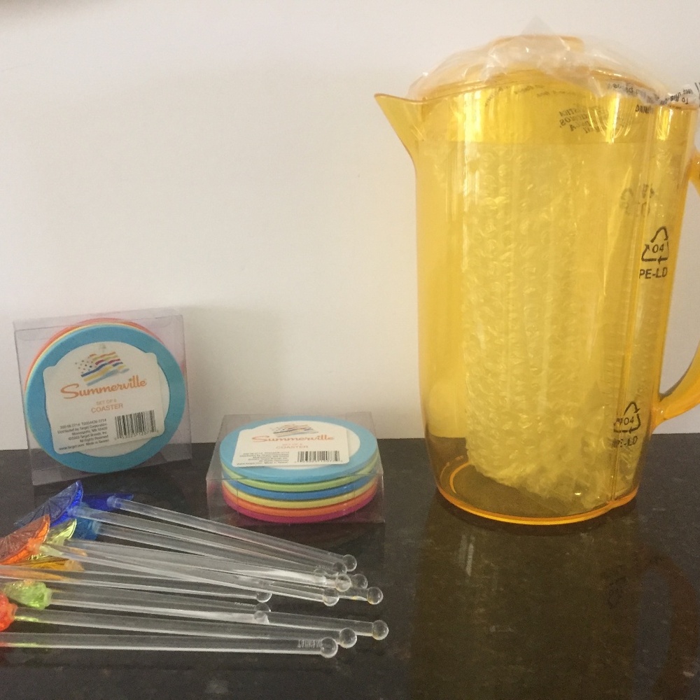 Prodyne Iced Infusion Pitcher/12 Summerville Coasters/12 Fruit Slice Drink Stirs